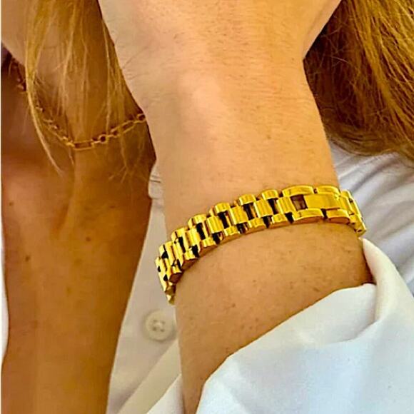 Gold Link Watch Band Bracelet Chain Link Unisex - Picture 11 of 11